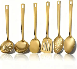 Gouden bestekset goud 6-delig titanium coating roestvrijstaal