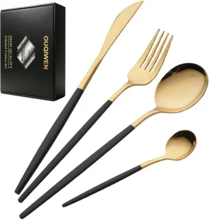 Gouden bestekset goud en zwart
