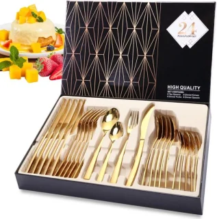Gouden bestekset voor 6 personen, 24 stuks