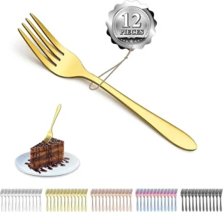 Gouden dessertvorken set van 12 - RVS met titanium coating