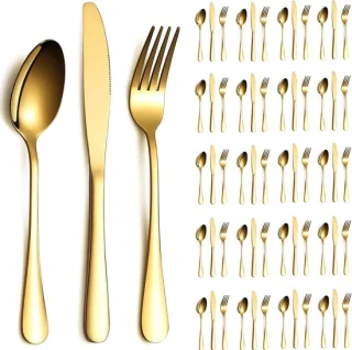 Gouden rvs bestekset 60-delig voor 20 personen