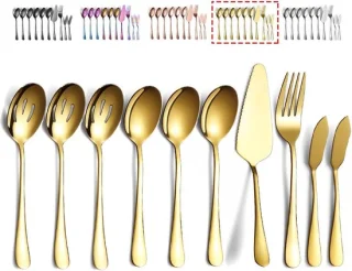 Gouden serveerlepel set van 10