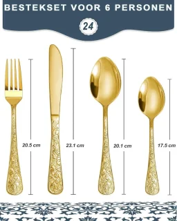 Gouden vintage bestekset voor 6 personen
