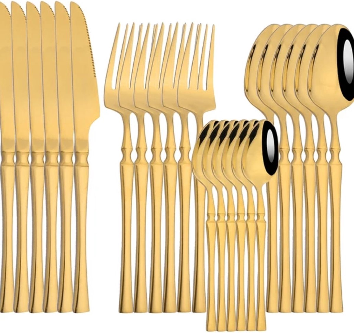 De Goudkleurige Bestekset 24-Delig voor 6 Personen in één oogopslag