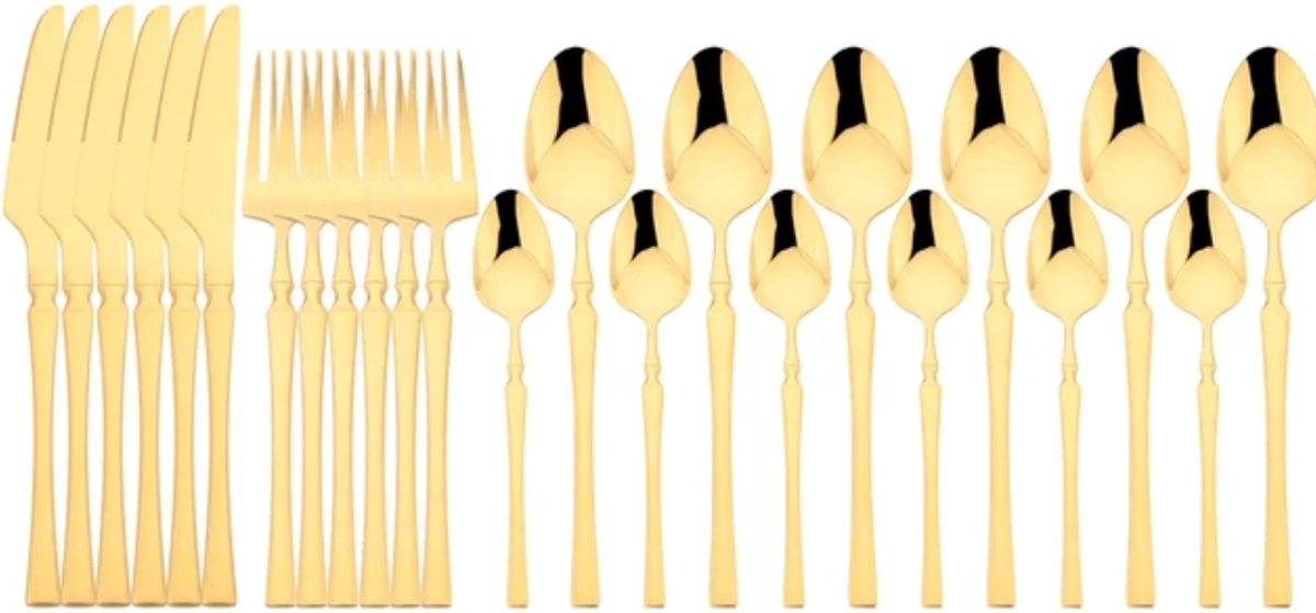 Wat vinden we goed aan de Goudkleurige Bestekset 24-Delig voor 6 Personen
