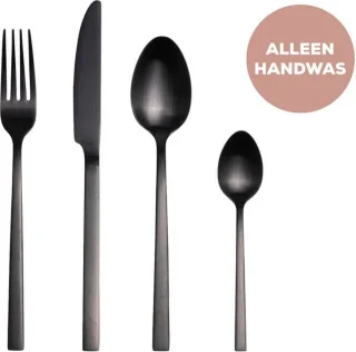 Gusta Bestekset RVS Zwart 16-delig