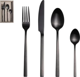 Gusta Bestekset RVS Zwart 16-delig