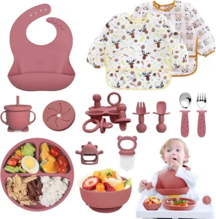 Guyisile 14-delige set voor babyvoeding, BLW bestek & BPA-vrij - ShopVlot