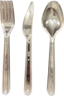 Herbruikbare bestekset 3-delig (vork, mes, lepel) 18 cm – 100 sets
