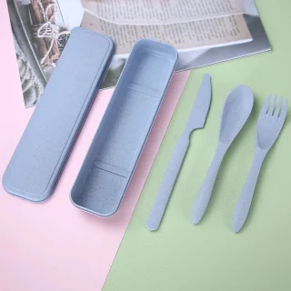 Herbruikbare Kunststof Bestekset Blauw