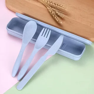 Herbruikbare Kunststof Bestekset Blauw