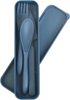 Herbruikbare plastic bestekset met opbergcase
