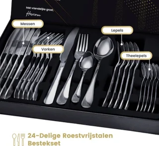 Hescom Roestvrijstalen Bestekset 24-delig voor 6 Personen Zilver