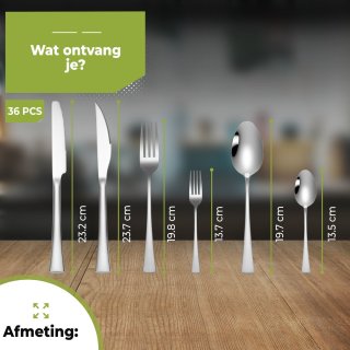 Wat vinden we goed aan de HI NATURE™ Bestekset 36-delig 6-persoons