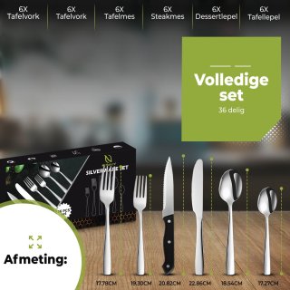 HI NATURE™ Bestekset 36-delig voor 6 personen zilver