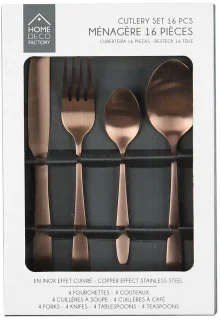 Home Deco Factory Bestekset Tableware Collection 16-delig koper RVS