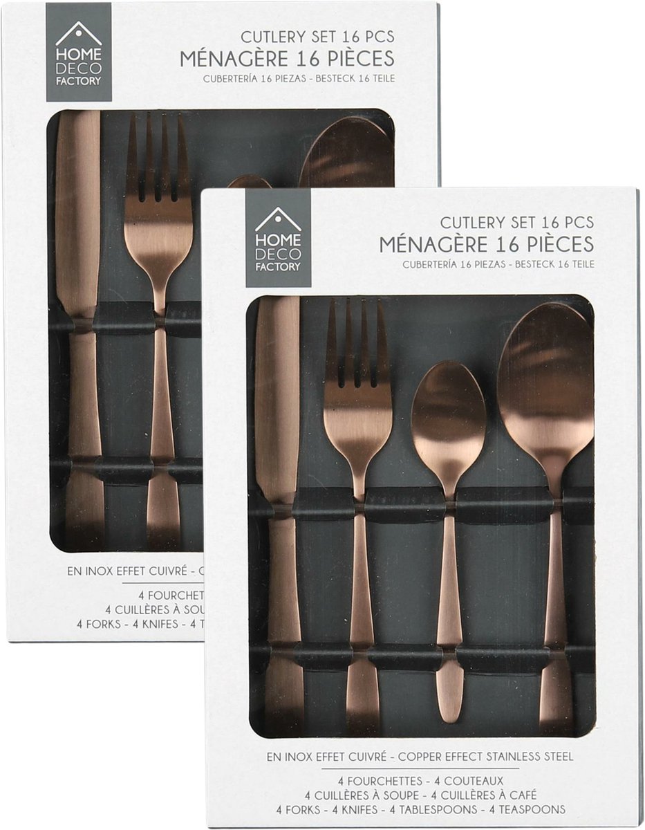 De Home Deco Factory Bestekset Tableware Collection 32-delig RVS Koper 8 personen in één oogopslag