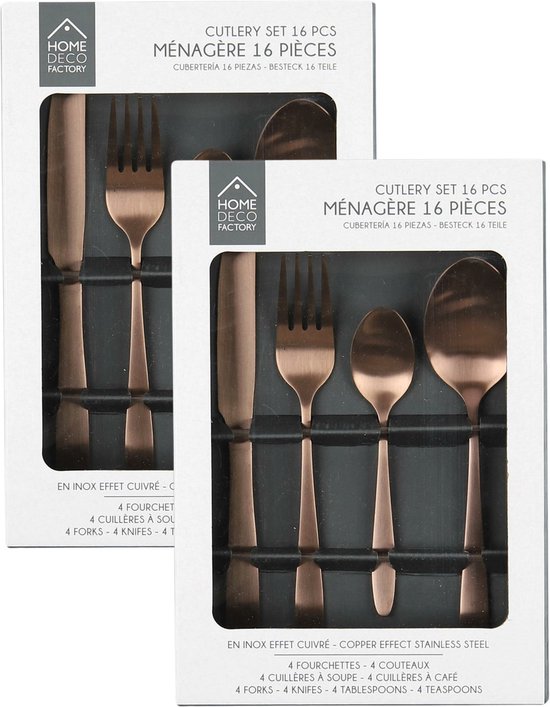 Home Deco Factory Bestekset Tableware Collection 32-delig RVS Koper 8 personen review