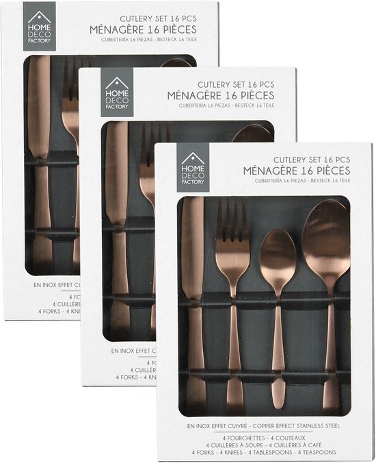 Home Deco Factory Bestekset Tableware Collection 48-delig koper RVS review