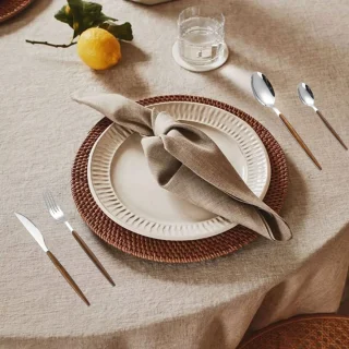 HomeEssence Bestekset 24-delig met Houten Handvat