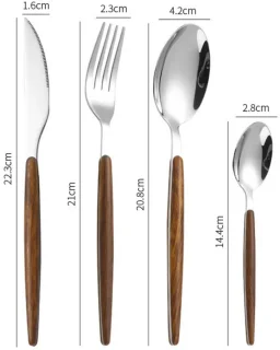 HomeEssence Bestekset 24-delig met Houten Handvat