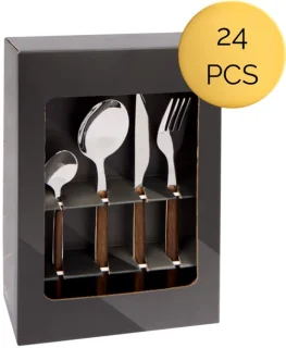 HomeEssence Bestekset 24-delig met Houten Handvat