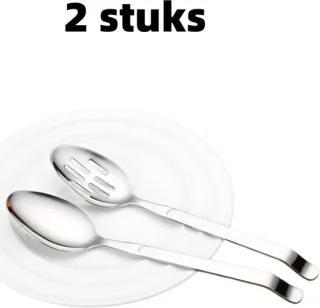 Hotelbenodigdheden 2-delige RVS serveerlepels - zilver