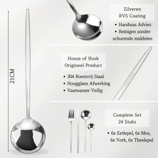 House of Husk Bestekset 24-delig RVS Zilver