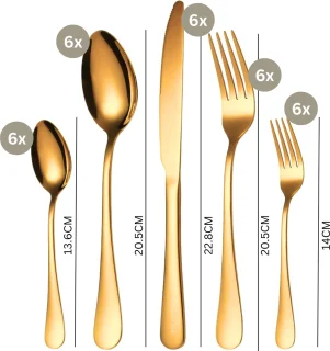 House of Husk Bestekset 30-delig Goud RVS