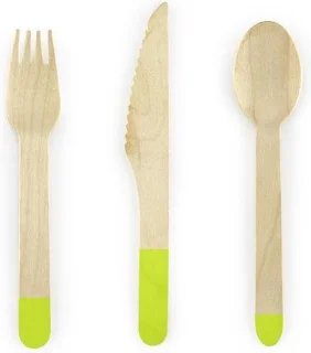 Houten bestek, lichtgroen, 16 cm (zakje met 18 stuks)