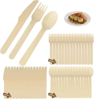 Houten bestekset 300 stuks - m-winkel