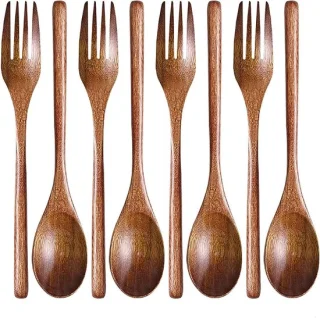 Houten bestekset 6-delig - lepels en vorken