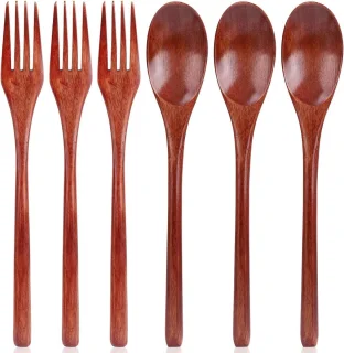 Houten bestekset 6-delig - lepels en vorken