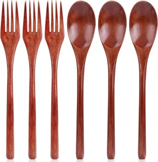 Houten bestekset 6-delig - lepels en vorken