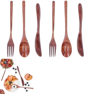 Houten bestekset 6 persoons