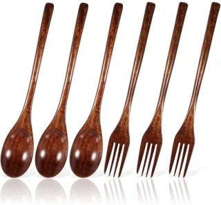 Houten bestekset, 6 stuks