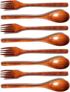 Houten bestekset 8-delig (vork & lepel)