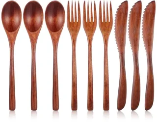 Houten bestekset – 9 stuks