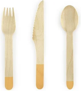Houten bestekset Donkergeel 18-delig 16 cm
