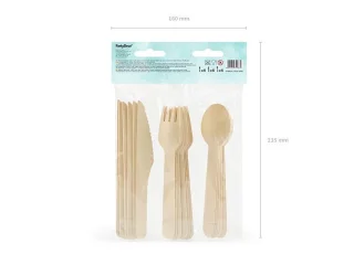 Houten bestekset Donkergeel 18-delig 16 cm