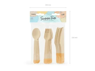 Houten bestekset Donkergeel 18-delig 16 cm