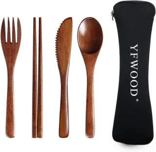 Houten bestekset F# – 4 stuks