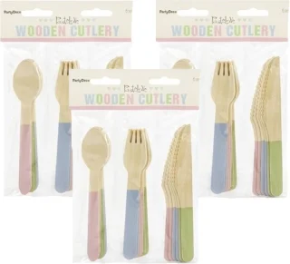 Houten Bestekset Pastel 108-delig