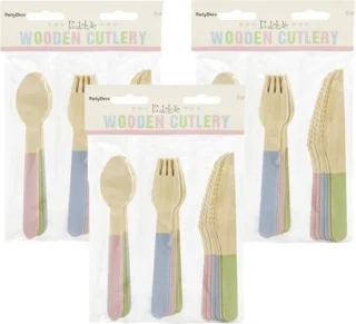 Houten Bestekset Pastel 108-delig