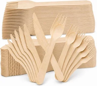 Houten bestekset van 200 stuks