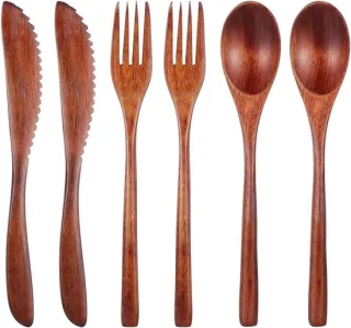 Houten bestekset van 6 delen
