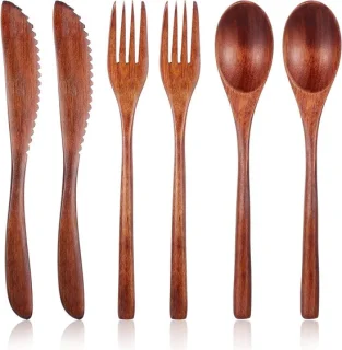 Houten bestekset van 6 stukken