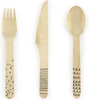 Houten bestekset zwart 18-delig