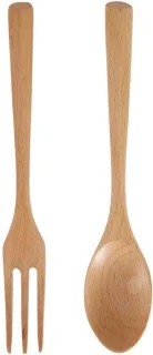 Houten lepel- en vorkset