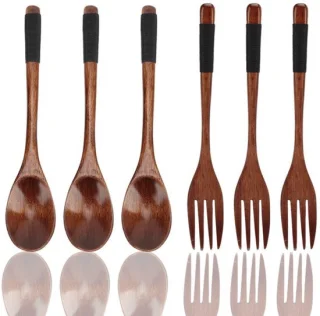Houten lepels en vorken set